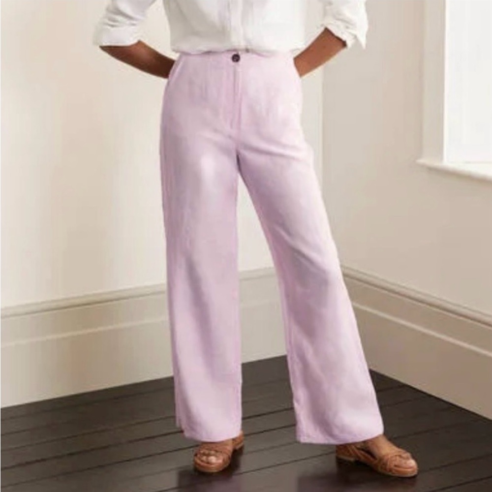 Boden Eldon Wide Leg Linen Pink Pants US10